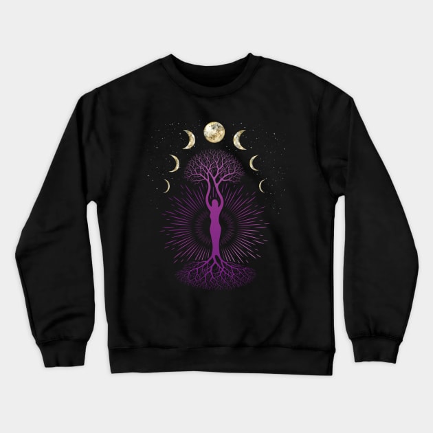 Phase Depression Moon Phase Mood Yoga Gift Crewneck Sweatshirt by Pummli